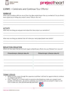 Activity: Celebrate and Continue - Student Worksheet