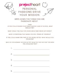 Activity: Personal Passions - Student Worksheet