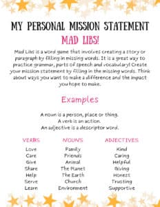 Activity: My Personal Mission Statement