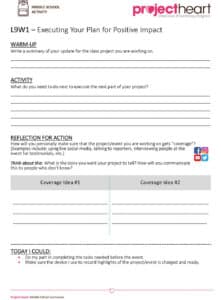 Activity: Executing Your Plan - Student Worksheet